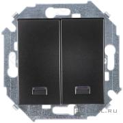 ВыключательSimon 15, двухклавишный, с подсветкой, цвет - графит