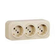 Legrand Quteo Слоновая кость Наружный Блок: Розетка 3-ая с/з со шторками 45°, винтовые клеммы
