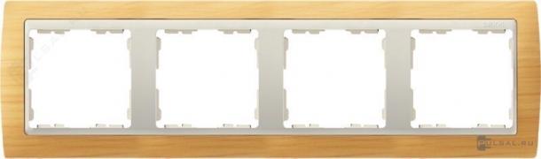 РамкаSimon 82, 4 поста, цвет - сосна, слоновая кость, дерево