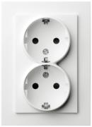 Jasmart G Белый глянцевый Розетка двойная с/з со шторками в сборе