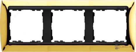 РамкаSimon 82, 3 поста, цвет - золото, графит, металл