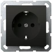 Jasmart G Черный матовый Розетка с/з со шторками