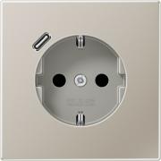 Jung LS 990 Нержавеющая сталь Розетка с/з + USB тип C (USB type-C 5V)