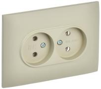 IEK Skandy Бежевый Розетка двойная б/з в сборе, винтовой зажим