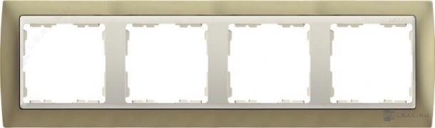 РамкаSimon 82, 4 поста, цвет - шампань матовая, слоновая кость, металл