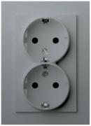 Jasmart G Алюминий Розетка двойная с/з со шторками в сборе