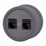 Bironi Лизетта Пластик Титан Розетка Компьютерная 2-ая RJ45 Cat.5e (UTP)