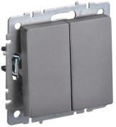 IEK Brite Base Сталь Выключатель 2-клавишный