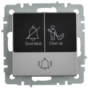 IEK Brite Base Сталь Выключатель 1-кл кнопочный с Н.О для отелей DND/MUR "не беспокоить / уберите с индикацией