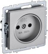 IEK Brite Base Алюминий Розетка б/з со шторками, винтовой зажим