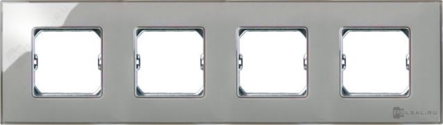 РамкаSimon 27 neos, 4 поста, цвет - дымчатое стекло, пластмасса