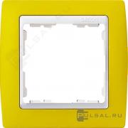 РамкаSimon 82, 1 пост, цвет - желтый, белый, металл, пластмасса