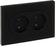 IEK Fortepiano Черный Розетка двойная б/з в сборе, винтовой зажим