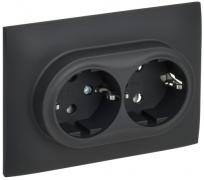 IEK Skandy Графит Розетка двойная с/з в сборе, винтовой зажим