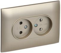 IEK Skandy Шампань Розетка двойная б/з в сборе, винтовой зажим