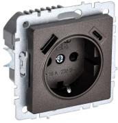 IEK Brite Base Темная Бронза Розетка с/з+USB A+С, с быстрой зарядкой, (USB type-C 5V, USB type-A 5V, 3,1 А)