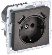IEK Brite Base Темная Бронза Розетка с/з+USB Розетка A+A, (USB type-A 5V, 2,1А)