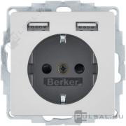 Розетка USB A+A, 2.4А с электрической розеткой
Q.1,  Q.3,  Q.7,  USB type-A 5V,  Электр. с USB,  двойная,   цвет - алюминий бархат