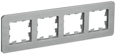 IEK Brite DECOR Алюминий/Алюминий металл Рамка 4-ая скругл.угол