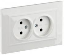 IEK Brite Белый Розетка двойная б/з со шторками в сборе, винтовой зажим