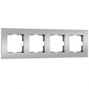 Рамка
Slab,  4 поста,   цвет - серебряный матовый,  пластмасса