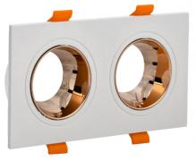 IEK Lighting Белый/Золото Светильник встраиваемый поворотный цоколь - GU10, мощность-11 Вт (квадратный двойной)