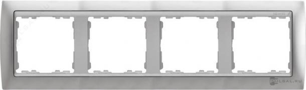 РамкаSimon 82, 4 поста, цвет - алюминий матовый, алюминий, металл