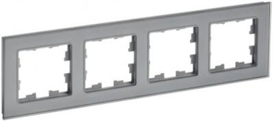 IEK Brite DECOR Серый глянец стекло Рамка 4-ая