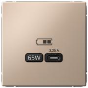 ArtGallery Песочный Розетка USB C 65W высокоскор.заряд. QC, PD (USB type-C 5V)