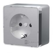 Розетка 
Gallant,  без шторок,  с заземлением,  одинарная,  винтовые клеммы,   цвет - серебряный