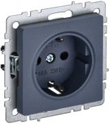 IEK Brite Base Маренго Розетка с/з со шторками, винтовой зажим