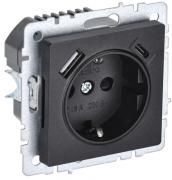 IEK Brite Base Черный Розетка с/з+USB A+С, с быстрой зарядкой, (USB type-C 5V, USB type-A 5V, 3,1 А)
