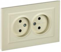 IEK Brite Бежевый Розетка двойная б/з со шторками в сборе, винтовой зажим