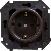 Bironi Шедель Коричневый Розетка с/з без шторок, винтовые клеммызолото матовый (скрытый монтаж)