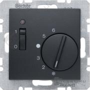 Терморегулятор 10А, НЗ-контакт, 24В
B.3,  B.7,  поворотный,  датчик t° воздуха (встроенный),  без таймера,   цвет - антрацит матовый