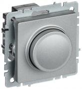 IEK Brite Base Алюминий Светорегулятор (диммер) поворотно-нажимной 10-600 Вт/ВА, для LED 3-150 Вт/ВА с возможностью управления с 2-х мест