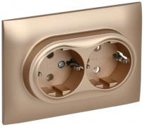 IEK Skandy Песчаный Розетка двойная с/з в сборе, винтовой зажим