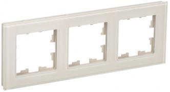 IEK Brite DECOR Ванильный глянец стекло Рамка 3-ая