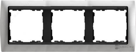 РамкаSimon 82, 3 поста, цвет - алюминий матовый, графит, металл