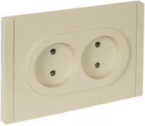 IEK Fortepiano Ванильный Розетка двойная б/з в сборе, винтовой зажим