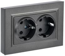 IEK Brite Темная Бронза Розетка двойная с/з в сборе, винтовой зажим