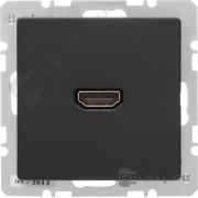 Розетка HDMI с прямым гнездом
Q.1,  Q.3,  Q.7,   цвет - антрацит бархат