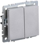 IEK Brite Base Алюминий Выключатель 2-клавишный