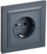 IEK Brite Маренго Розетка с/з со шторками в сборе, винтовой зажим