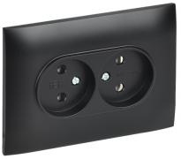 IEK Skandy Черный Розетка двойная б/з в сборе, винтовой зажим