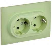 IEK Skandy Мятный Розетка двойная с/з со шторками в сборе, винтовой зажим