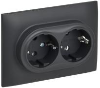 IEK Skandy Титан Розетка двойная с/з в сборе, винтовой зажим