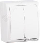 ВыключательSimon 15 Aqua, двухклавишный, без подсветки, цвет - белый