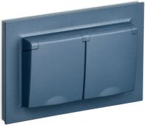 IEK Brite Маренго Розетка двойная с/з с крышкой со шторками в сборе IP44, винтовой зажим