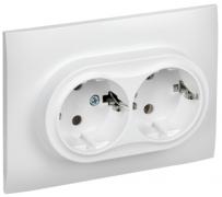 IEK Skandy Белый Розетка двойная с/з в сборе, винтовой зажим
